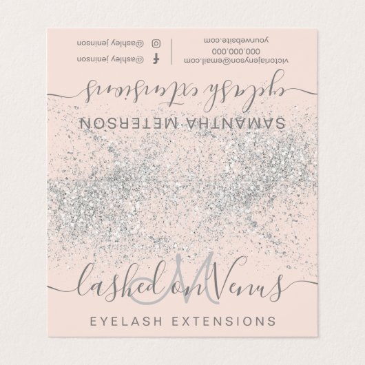 Lashes hair Silver Glitter pastel eye aftercare Visitekaartje (Buitenkant ongevouwen)
