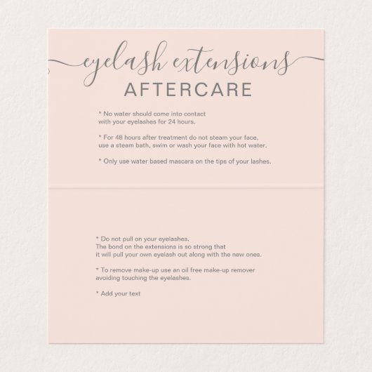 Lashes hair Silver Glitter pastel eye aftercare Visitekaartje (Binnenkant ongevouwen)