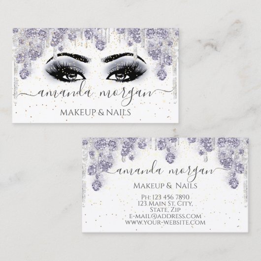 Lashes Hairdresser Makeup Artist Smoky Gray Visitekaartje (Voorkant / Achterkant)