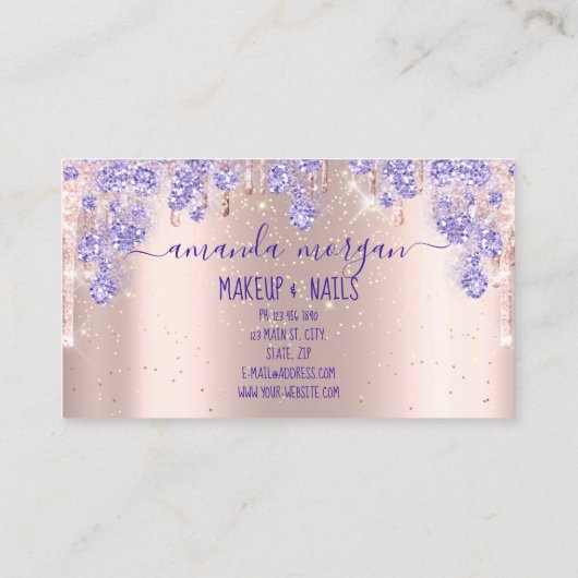 Lashes HairdresserMakeup Roos Paarse Drivers Glitt Visitekaartje (Achterkant)