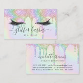 Lashes holografische eenhoorn glitter druppels mak visitekaartje (Voorkant / Achterkant)