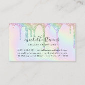 Lashes holografische eenhoorn glitter druppels mak visitekaartje (Achterkant)