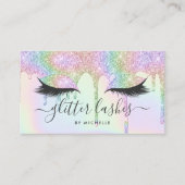 Lashes holografische eenhoorn glitter druppels mak visitekaartje (Voorkant)