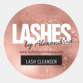 Lashes Lash Cleaner Roos Gold Sparkle Glitter Naam Ronde Sticker