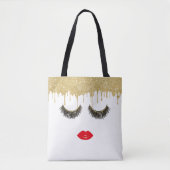 Lashes & Lips Beauty Girl Modern Gold Driving Tote Bag (Voorkant)