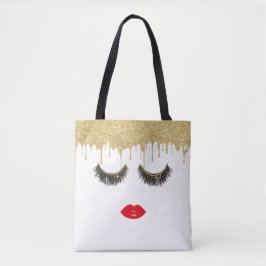 Lashes & Lips Beauty Girl Modern Gold Driving Tote Bag