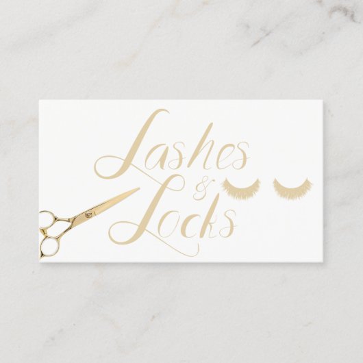 Lashes Locks Makeup Artist Modern Gold Typografie Visitekaartje (Voorkant)