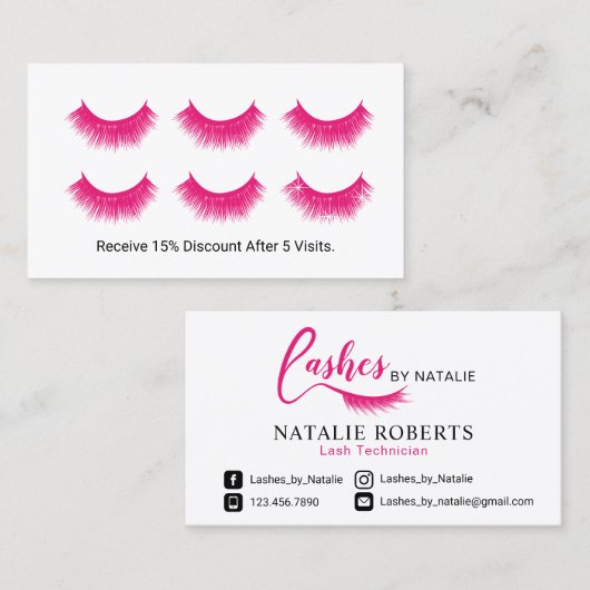 Lashes Logo Eyelash Extensions Salon Loyalty (Voorkant / Achterkant)