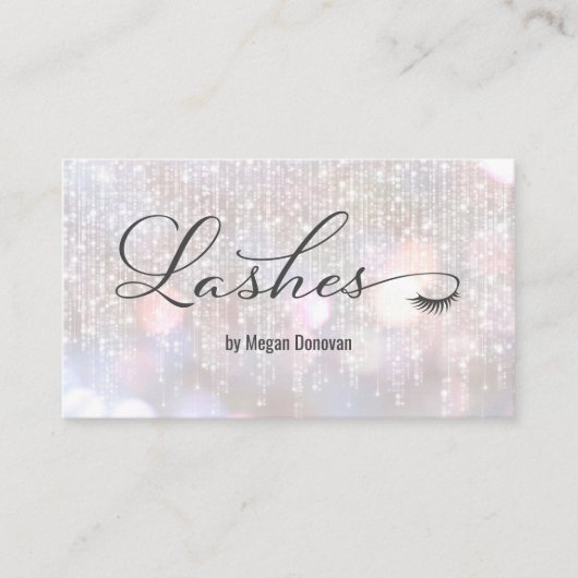 Lashes Logo Iridescent Bokeh Sparkle Visitekaartje (Voorkant)