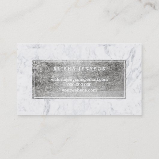 Lashes logo modern faux Silver-tekenmarmer Visitekaartje (Achterkant)