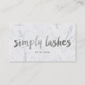 Lashes logo modern faux Silver-tekenmarmer Visitekaartje (Voorkant)