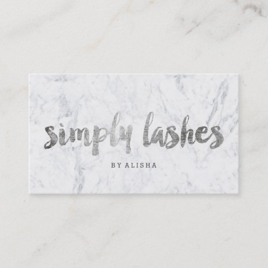 Lashes logo modern faux Silver-tekenmarmer Visitekaartje (Voorkant)