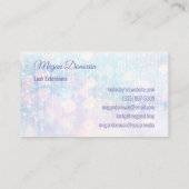 Lashes Logo Paarse en Blauwgroen Bokeh Sparkle Visitekaartje (Achterkant)