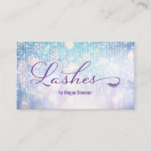 Lashes Logo Paarse en Blauwgroen Bokeh Sparkle Visitekaartje (Voorkant)