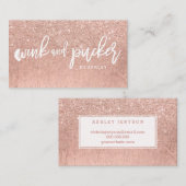 Lashes logo typografie faux roos goud glitter visitekaartje (Voorkant / Achterkant)