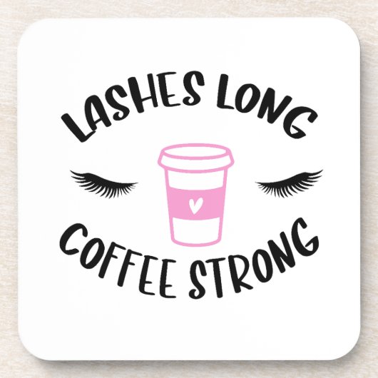 Lashes Long Coffee Strong Funny Pink Bier Onderzetter (Voorkant)