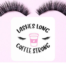 Lashes Long Coffee Strong Funny Pink Bier Onderzetter