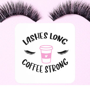 Lashes Long Coffee Strong Funny Pink Bier Onderzetter
