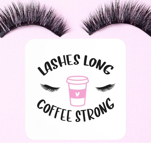 Lashes Long Coffee Strong Funny Pink Bier Onderzetter