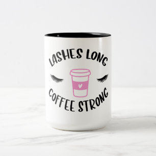 Lashes Long Coffee Strong Funny Pink Tweekleurige Koffiemok