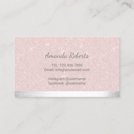 Lashes Make-up Artiest Blush Roze & Zilver Visitekaartje (Achterkant)