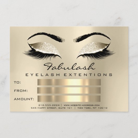 Lashes Make-up Artiest Certificaat Cadeau Champaig (Voorkant)