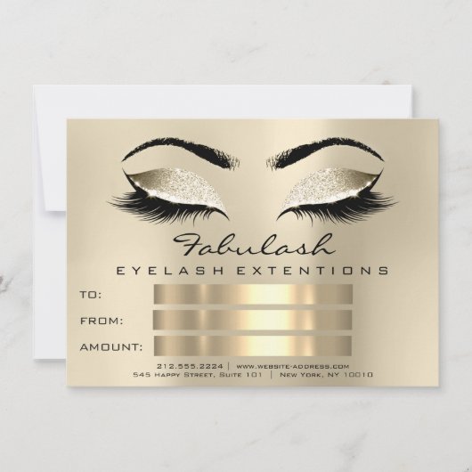 Lashes Make-up Artiest Certificaat Cadeau Champaig (Voorkant)