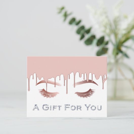 Lashes Make-up Artiest Roos Goud Cadeaubon Briefkaart (Staand voorkant)
