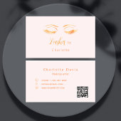 Lashes make-up artiest roze QR code Visitekaartje