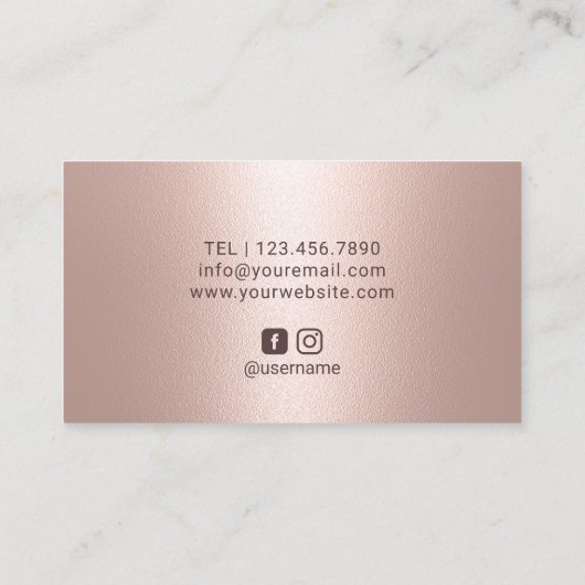 Lashes Make-up Artiest Salon Roos Goud Metallic Visitekaartje (Achterkant)