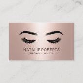 Lashes Make-up Artiest Salon Roos Goud Metallic Visitekaartje (Voorkant)