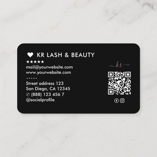 Lashes Make-up Artist Beauty Salon Elegant Zwart Visitekaartje (Achterkant)