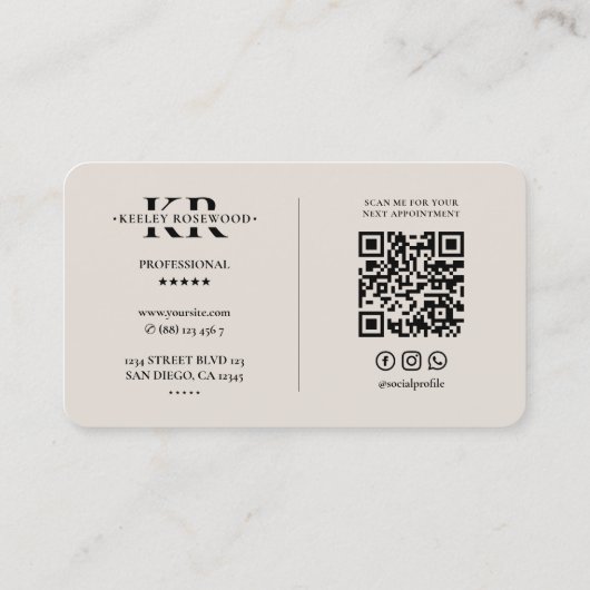 Lashes make-up artist esthetische zand monogram visitekaartje (Achterkant)