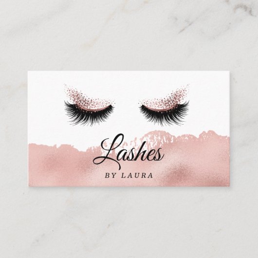 Lashes Make-up Artist Faux roos gouden folie Visitekaartje (Voorkant)