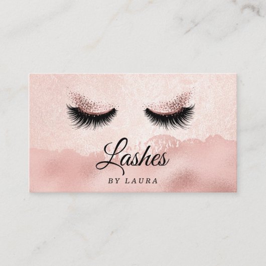 Lashes Make-up Artist Faux roos gouden folie Visitekaartje (Voorkant)
