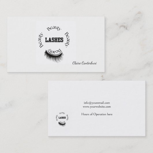 Lashes make-up artist minimalistische typografie visitekaartje (Voorkant / Achterkant)