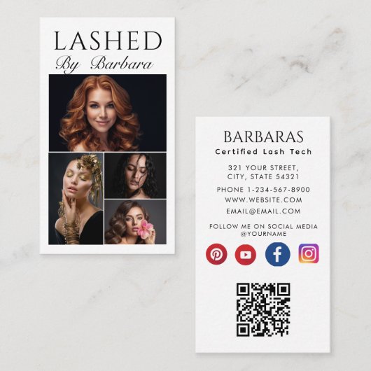 Lashes Make-up Artist Modern Black 4 foto qr code Visitekaartje (Voorkant / Achterkant)
