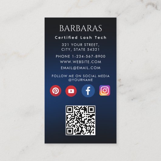 Lashes Make-up Artist Modern Black 4 foto qr code Visitekaartje (Achterkant)