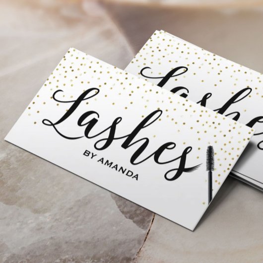 Lashes Make-up Classy Script Modern Gold Confetti Visitekaartje
