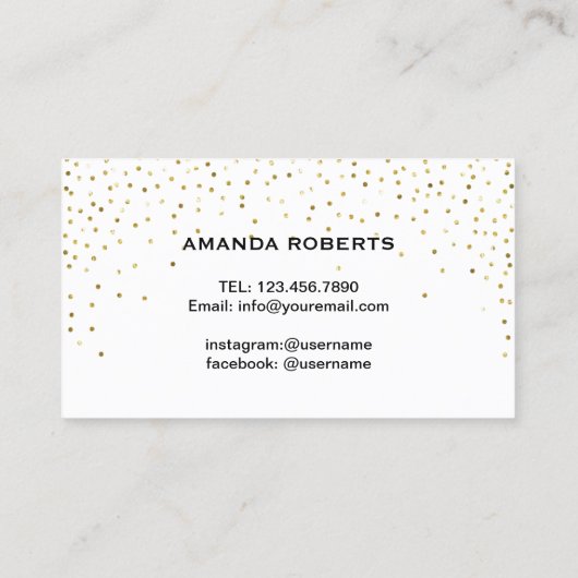 Lashes Make-up Classy Script Modern Gold Confetti Visitekaartje (Achterkant)