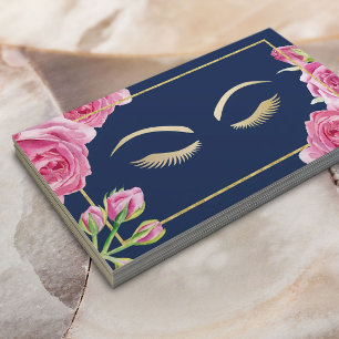 Lashes Makeup Artiest  Floral Navy Blue Visitekaartje