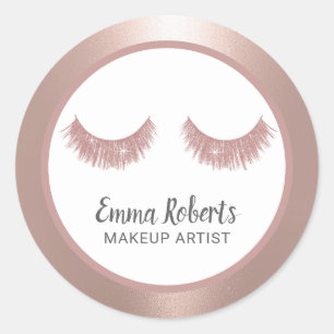 Lashes Makeup Artist Beauty Salon Blush Roos Gold Ronde Sticker