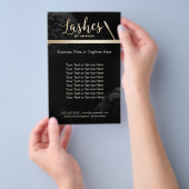 Lashes Makeup Artist Black Floral Beauty Salon Flyer (Hand)