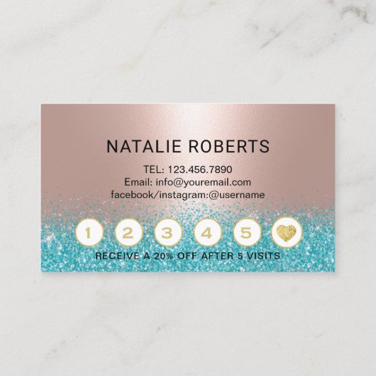 Lashes Makeup Artist Blauwgroen Roos Gold Salon Lo Klantenkaartje (Achterkant)