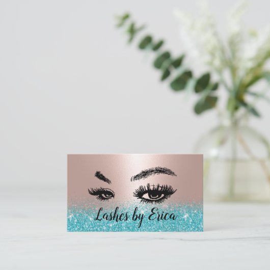 Lashes Makeup Artist Blauwgroen Roos Gold Salon Lo Klantenkaartje (Staand voorkant)