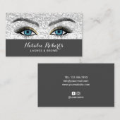 Lashes Makeup Artist Blue Eyes Silver Sequin Salon Visitekaartje (Voorkant / Achterkant)