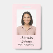Lashes Makeup Artist Blush Pink ID Badge (Voorzijde)
