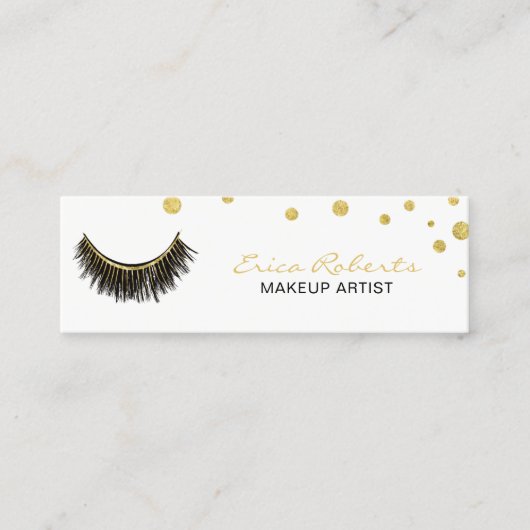 Lashes Makeup Artist Chic Gold Confetti Mini Visitekaartje (Voorkant)