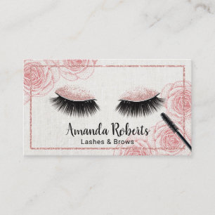 Lashes Makeup Artist Classy Linen  Floral Visitekaartje