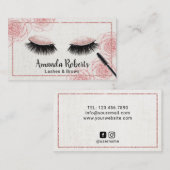 Lashes Makeup Artist Classy Linen  Floral Visitekaartje (Voorkant / Achterkant)